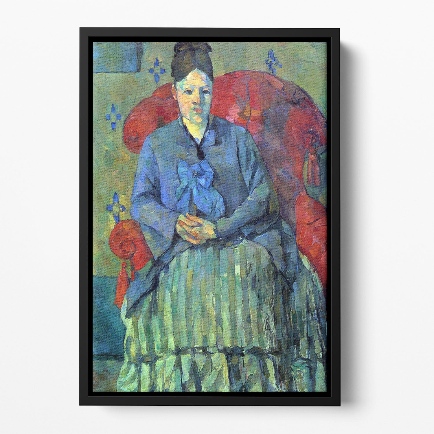 Potrait of Mme Cezanne in Red Armchair by Cezanne Floating Framed Canvas - Canvas Art Rocks - 2