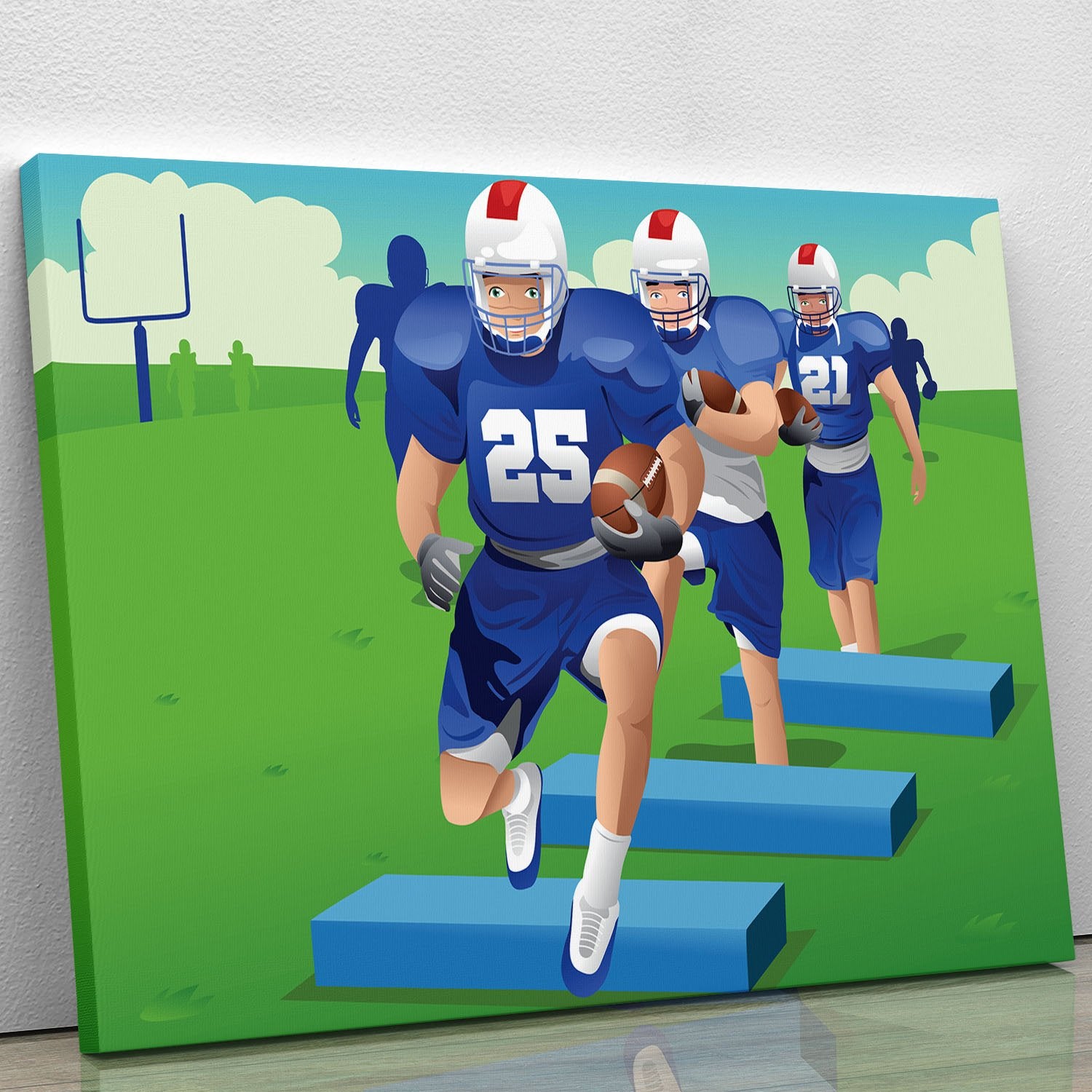 Practicing American football Canvas Print or Poster