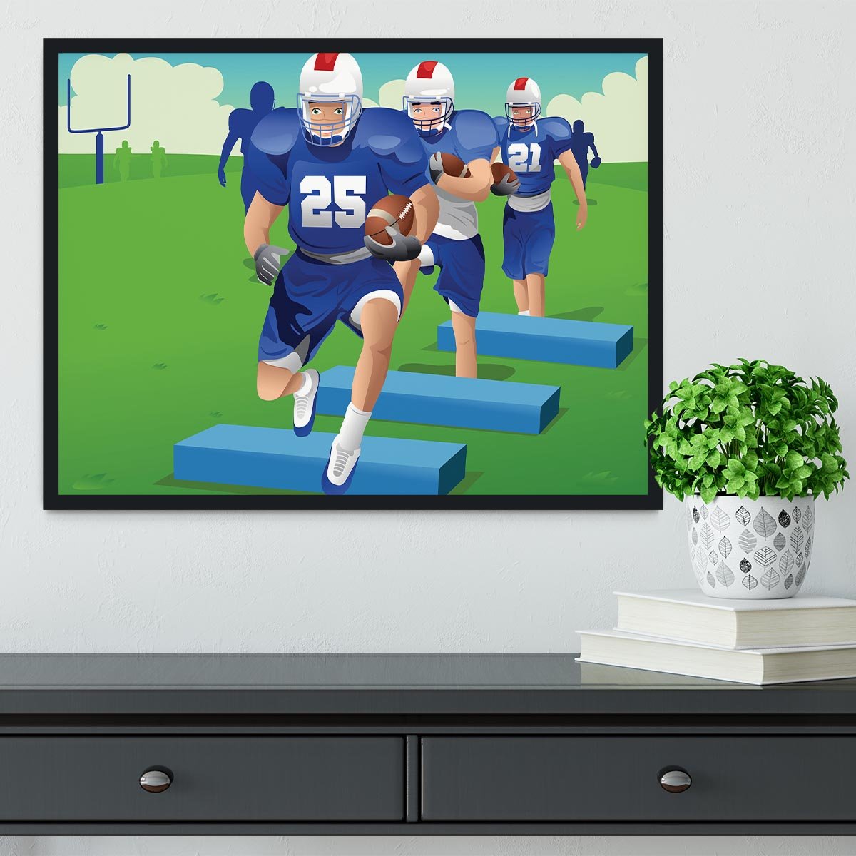 Practicing American football Framed Print - Canvas Art Rocks - 2