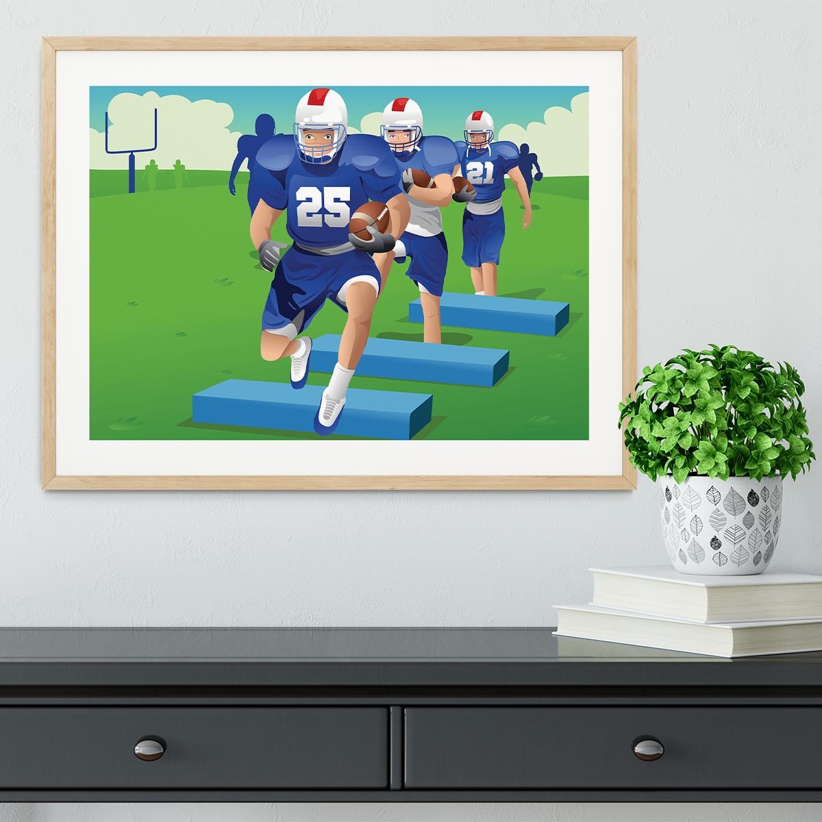 Practicing American football Framed Print - Canvas Art Rocks - 3