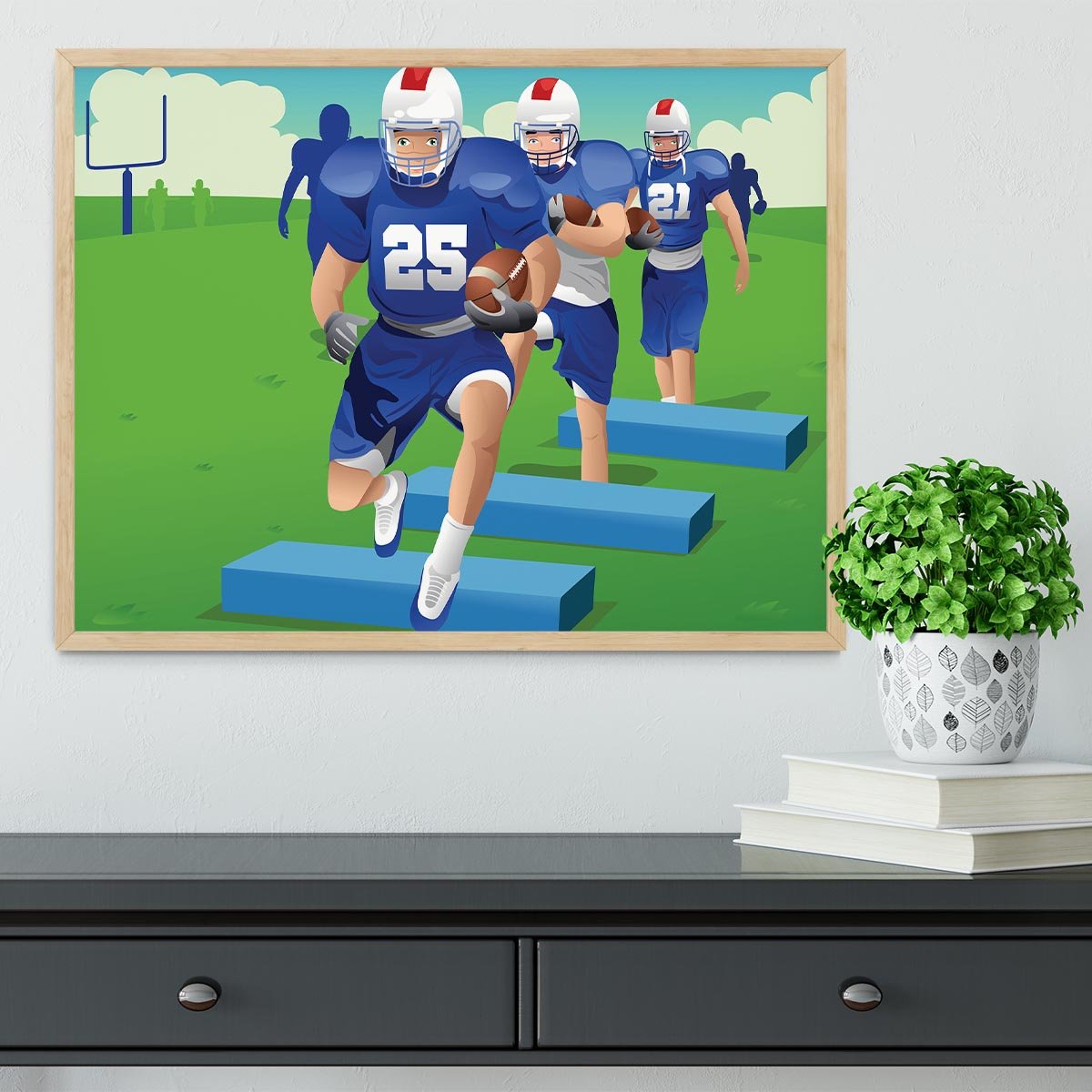 Practicing American football Framed Print - Canvas Art Rocks - 4
