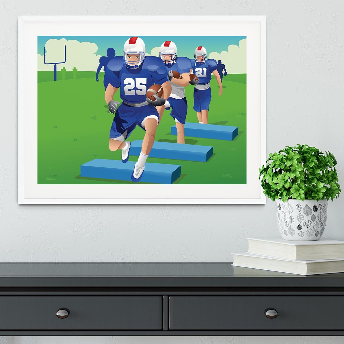Practicing American football Framed Print - Canvas Art Rocks - 5