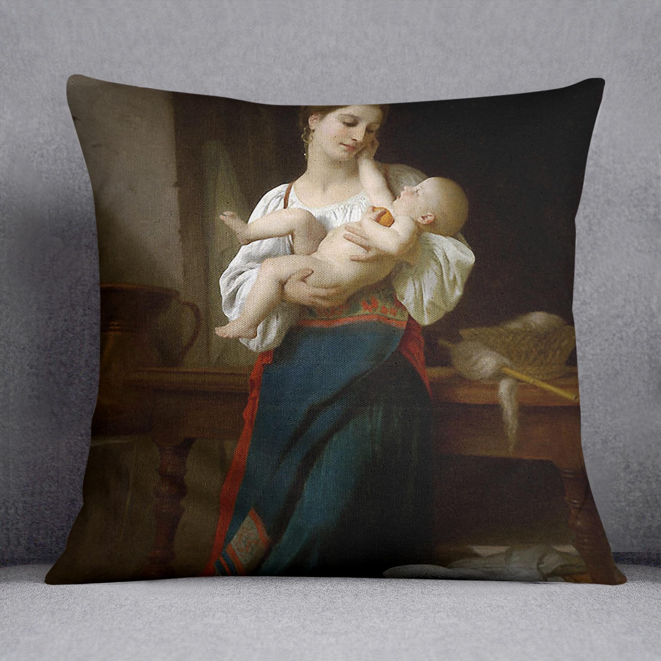 Premires Caresses By Bouguereau Throw Pillow