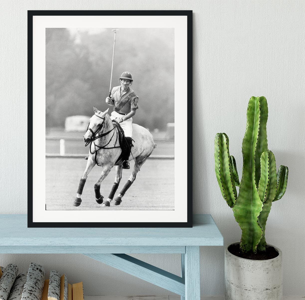 Prince Charles in action on the polo field Framed Print - Canvas Art Rocks - 1