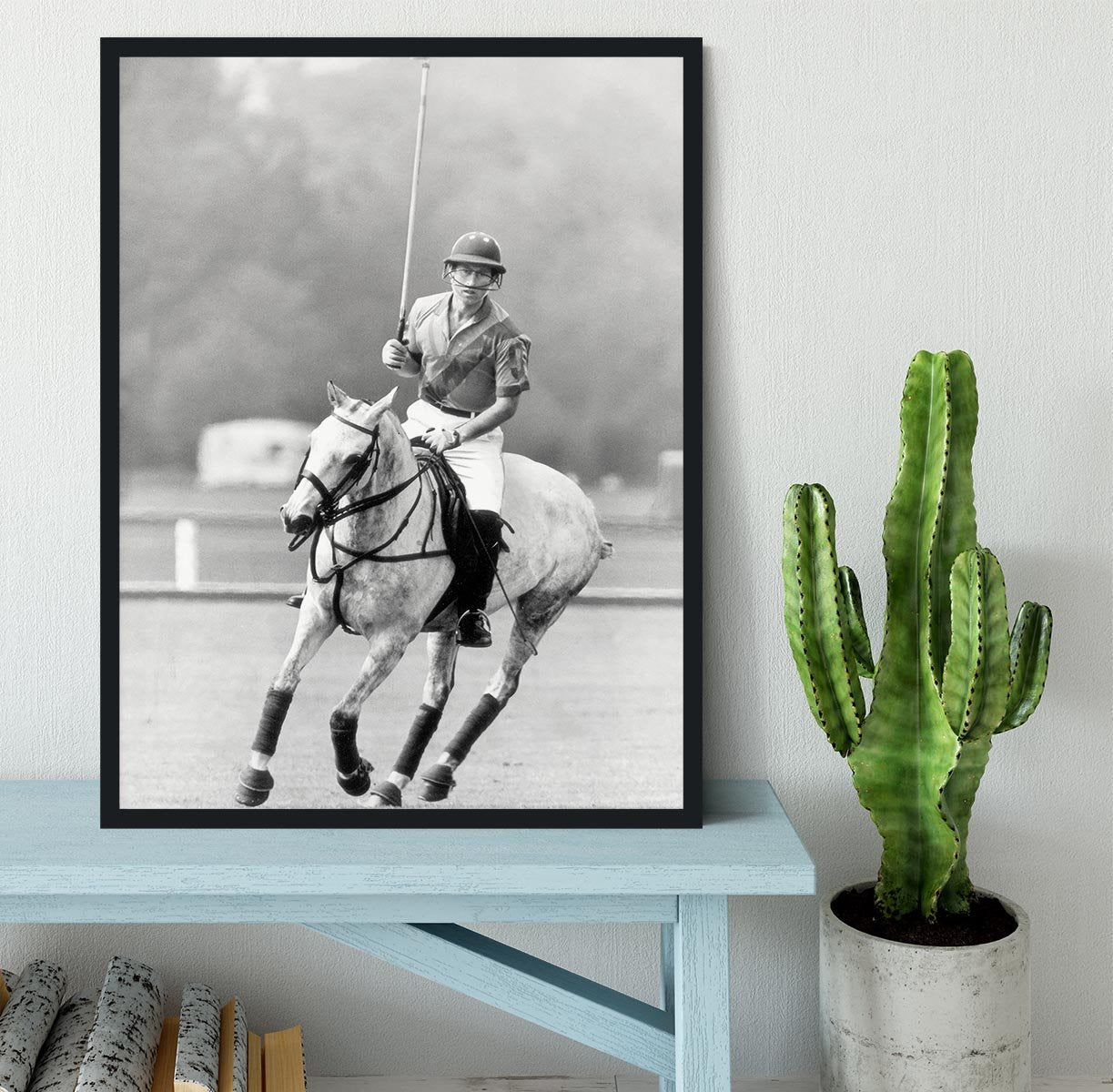 Prince Charles in action on the polo field Framed Print - Canvas Art Rocks - 2
