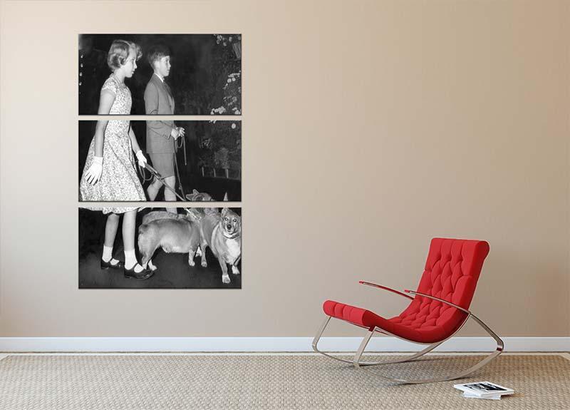 Prince Charles with Princess Anne as children with pet dogs 3 Split Panel Canvas Print - Canvas Art Rocks - 2