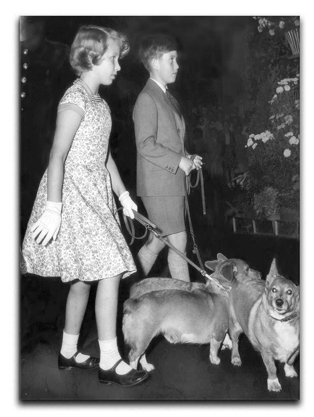 Prince Charles with Princess Anne as children with pet dogs Canvas Print or Poster  - Canvas Art Rocks - 1