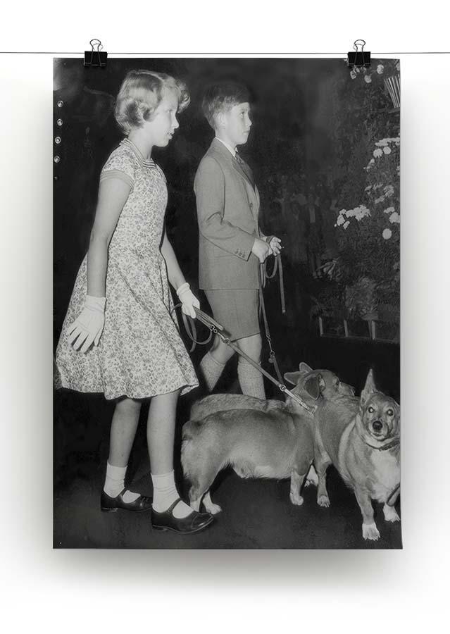 Prince Charles with Princess Anne as children with pet dogs Canvas Print or Poster - Canvas Art Rocks - 2