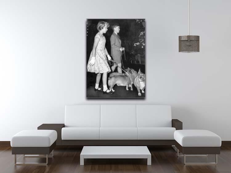 Prince Charles with Princess Anne as children with pet dogs Canvas Print or Poster - Canvas Art Rocks - 4