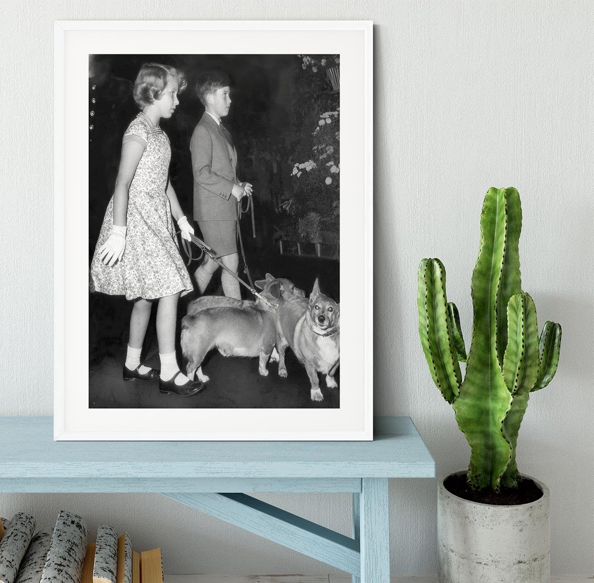 Prince Charles with Princess Anne as children with pet dogs Framed Print - Canvas Art Rocks - 5