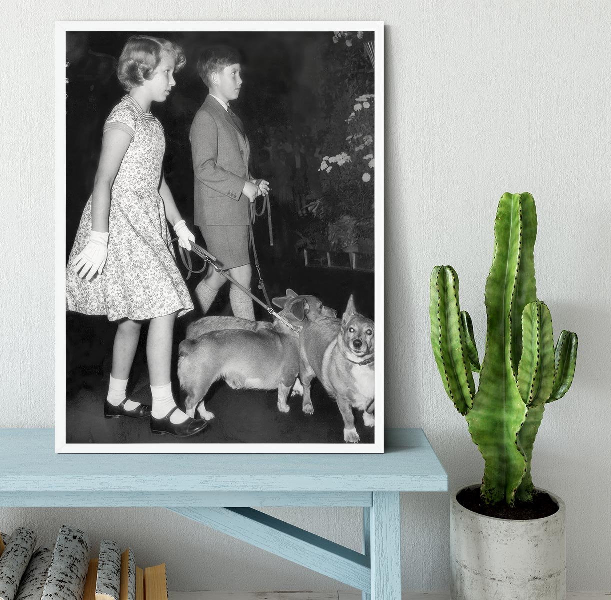 Prince Charles with Princess Anne as children with pet dogs Framed Print - Canvas Art Rocks -6