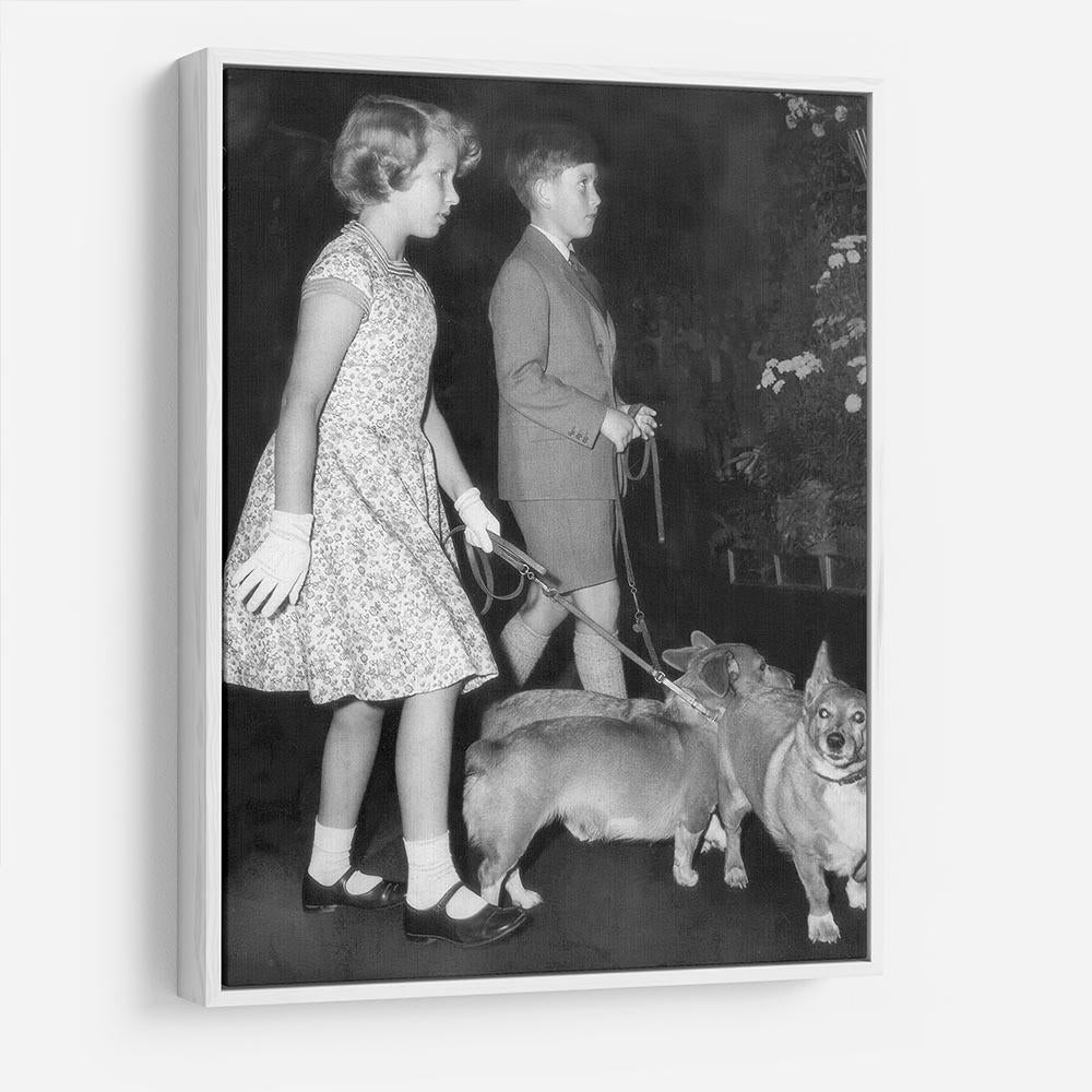 Prince Charles with Princess Anne as children with pet dogs HD Metal Print