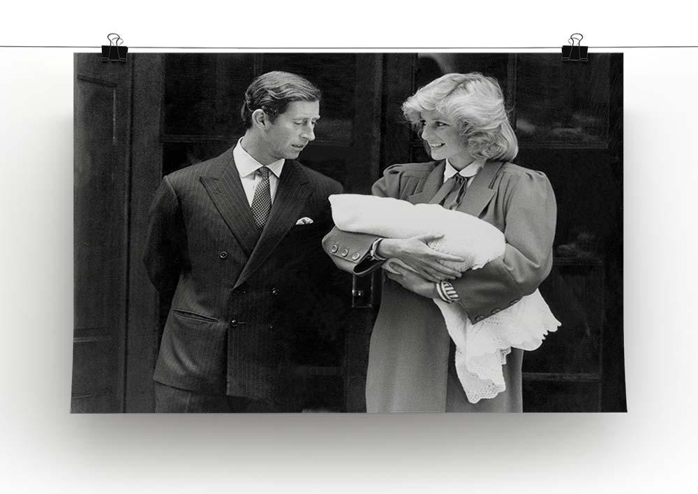 Prince Harry as a newborn with proud parents Canvas Print or Poster - Canvas Art Rocks - 2