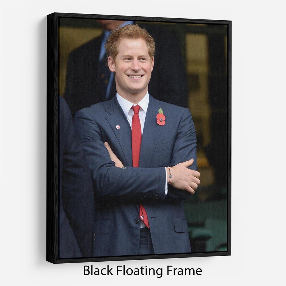 Prince Harry at the Rugby International Floating Frame Canvas