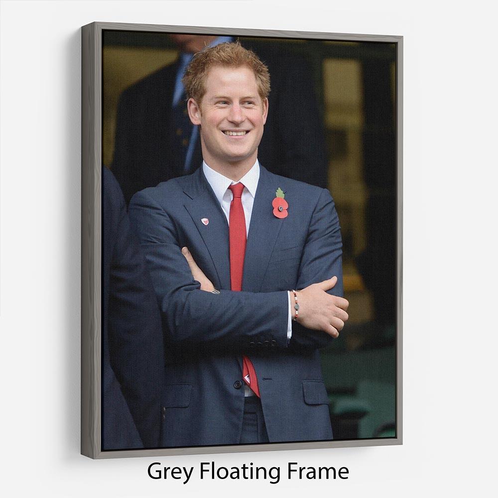 Prince Harry at the Rugby International Floating Frame Canvas