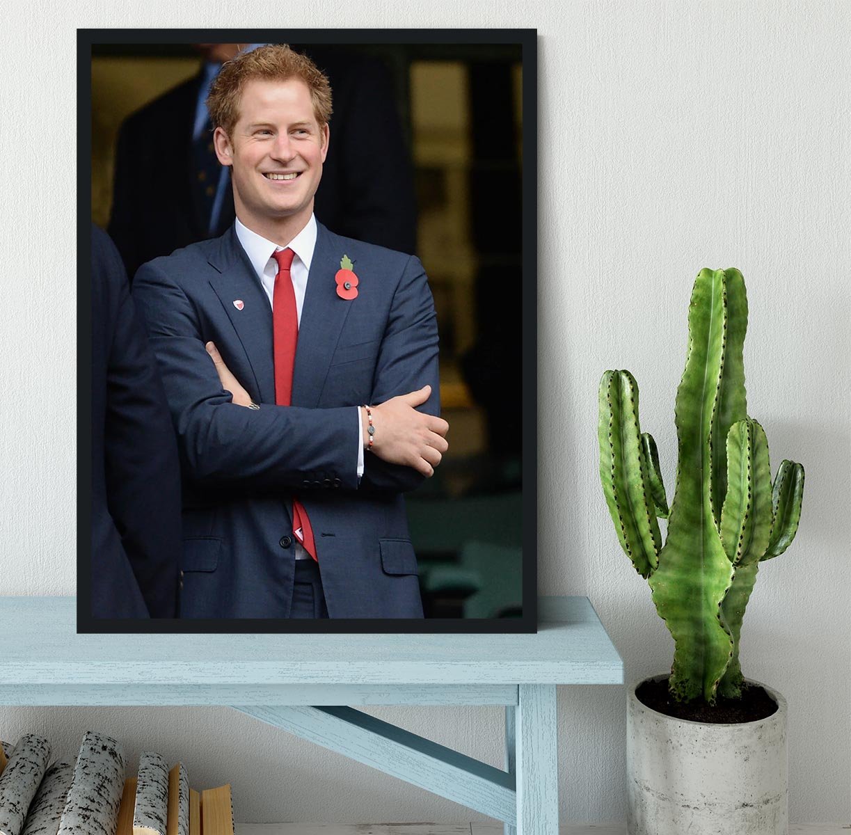 Prince Harry at the Rugby International Framed Print - Canvas Art Rocks - 2