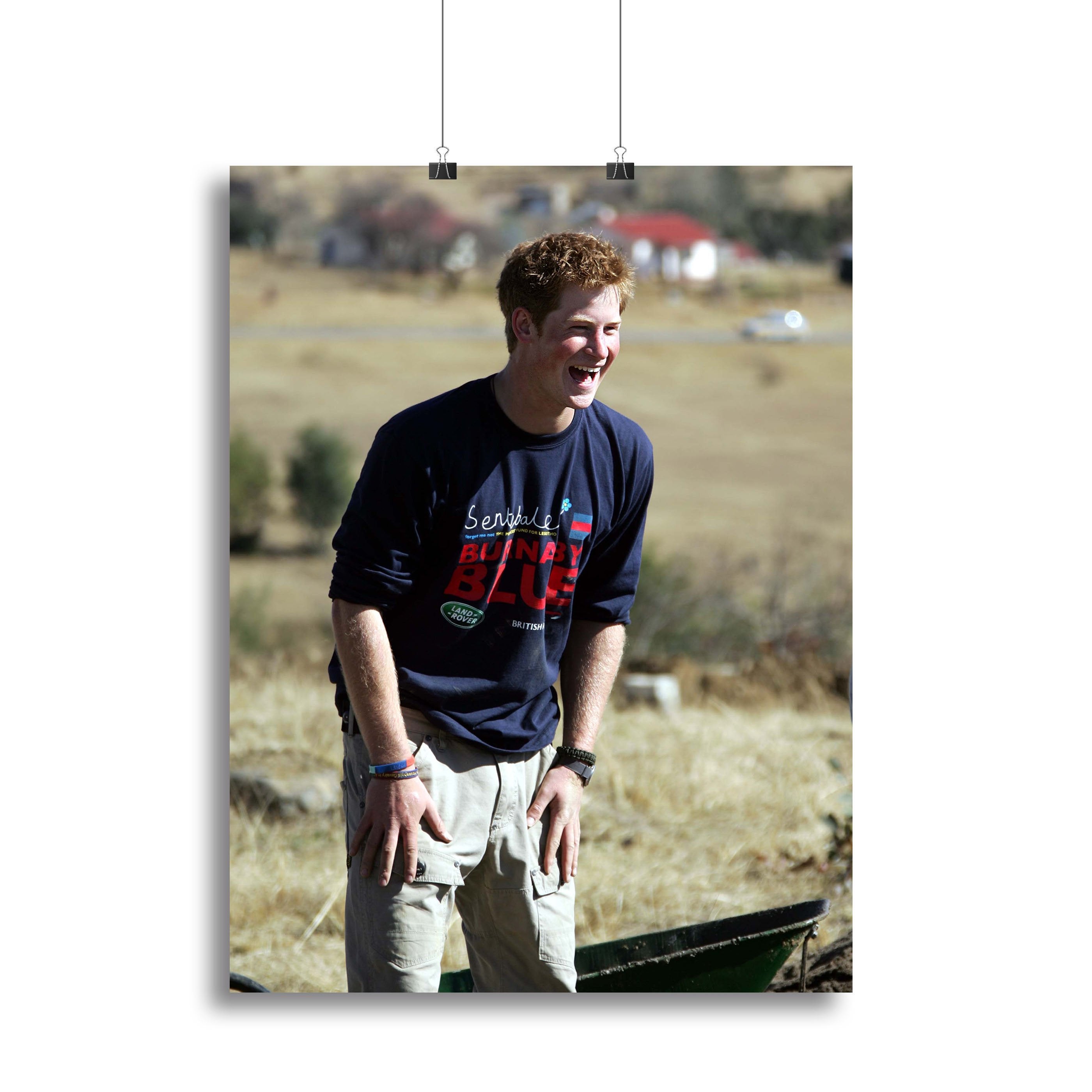 Prince Harry helping build a school in Lesotho South Africa Canvas Print or Poster