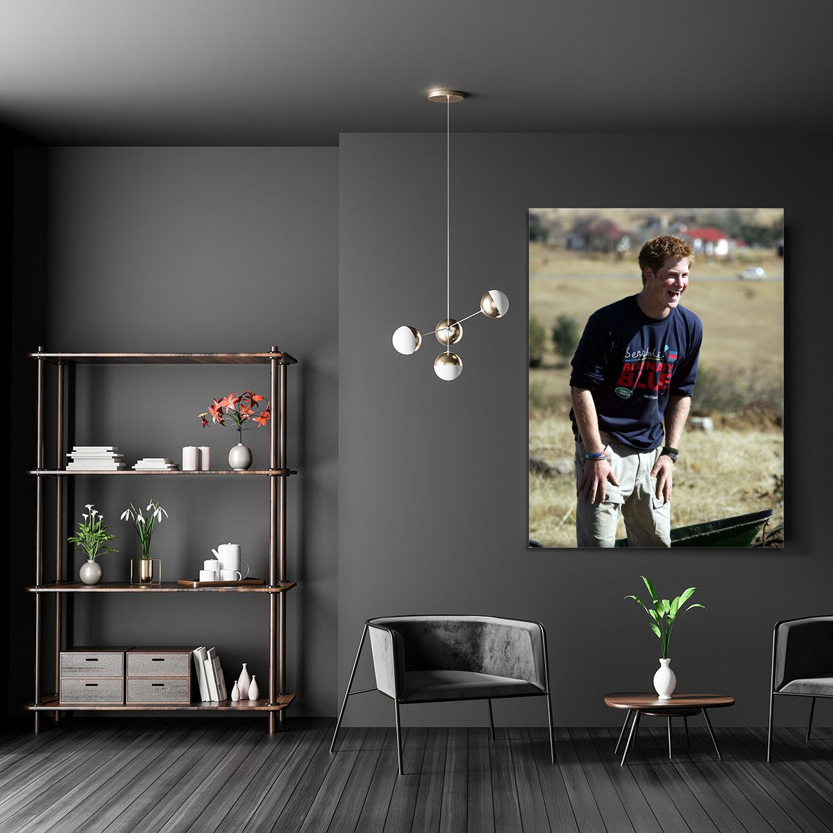 Prince Harry helping build a school in Lesotho South Africa Canvas Print or Poster