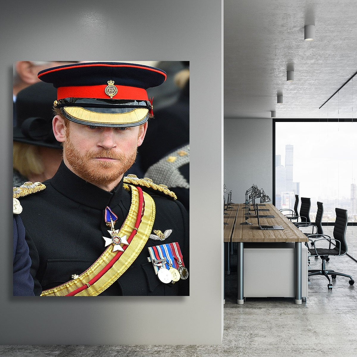 Prince Harry in uniform during ceremonies in Staffordshire Canvas Print or Poster