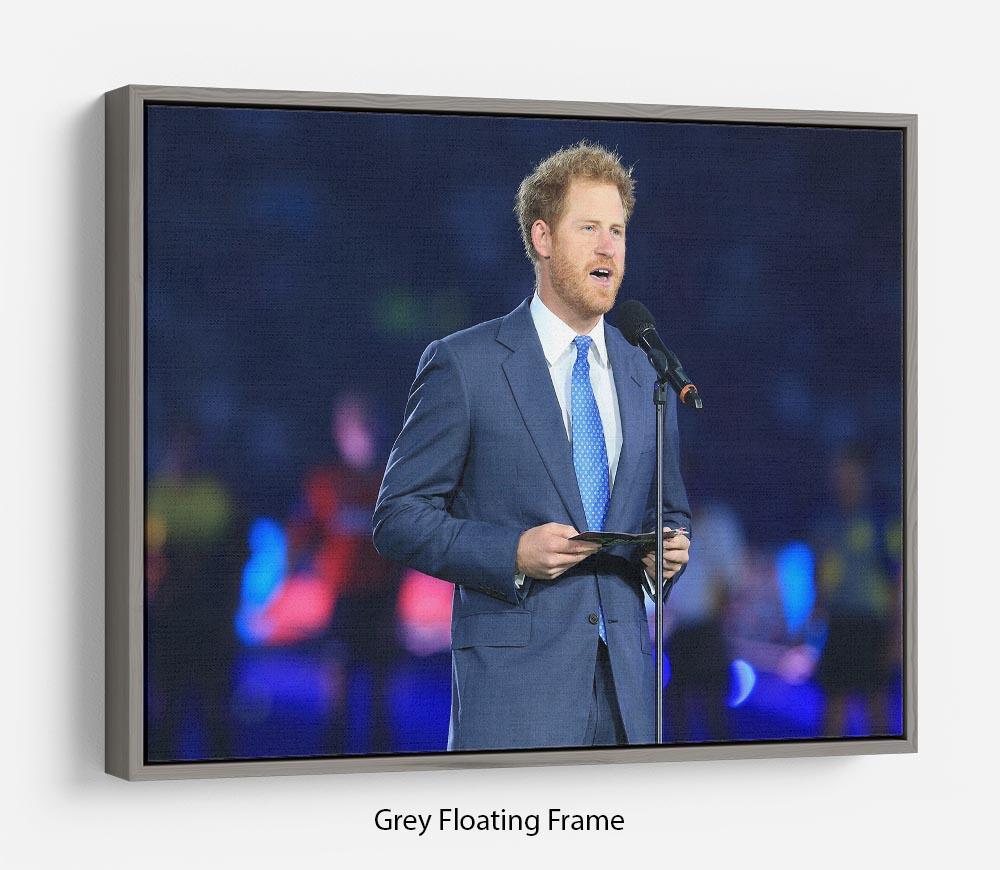 Prince Harry opening the Rugby World Cup 2015 Floating Frame Canvas