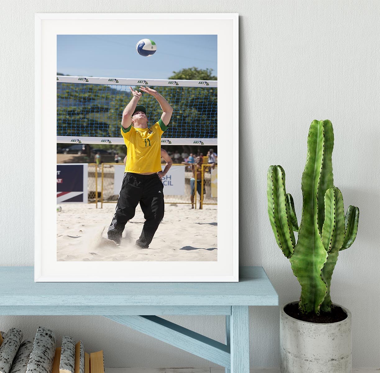Prince Harry playing volleyball in Rio De Janeiro Brazil Framed Print - Canvas Art Rocks - 5