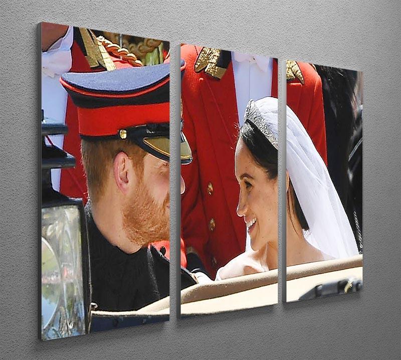 Prince Harry smiles at his new wife Meghan 3 Split Panel Canvas Print - Canvas Art Rocks - 2