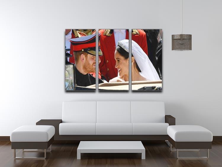 Prince Harry smiles at his new wife Meghan 3 Split Panel Canvas Print - Canvas Art Rocks - 3