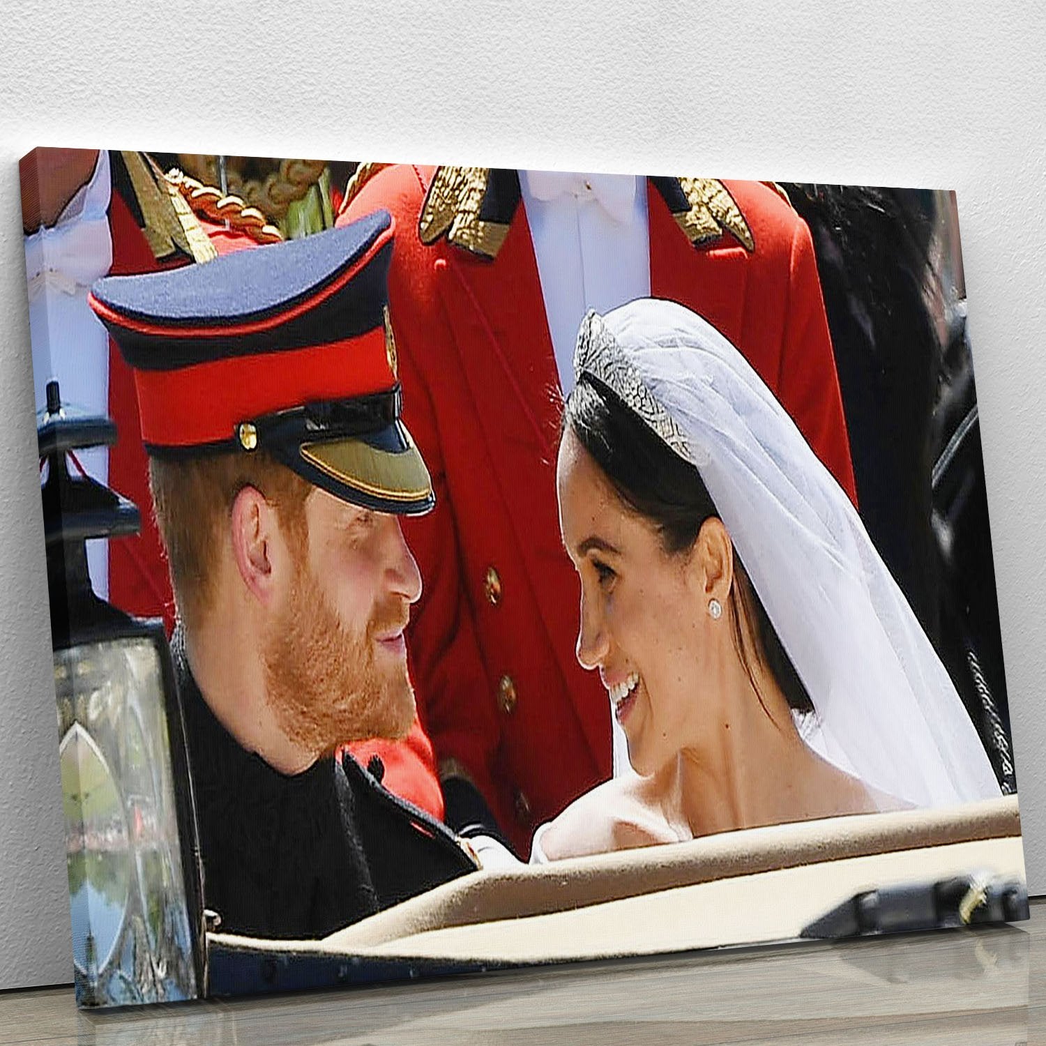 Prince Harry smiles at his new wife Meghan Canvas Print or Poster