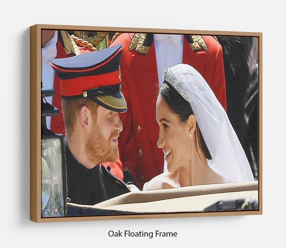 Prince Harry smiles at his new wife Meghan Floating Frame Canvas