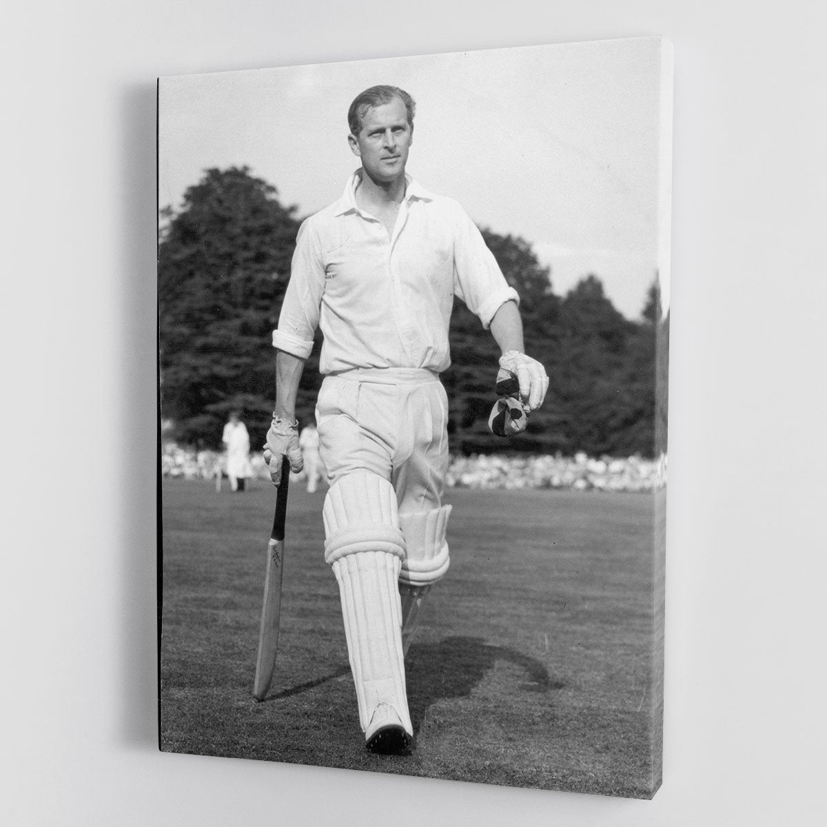 Prince Philip as cricket captain in a charity match Canvas Print or Poster