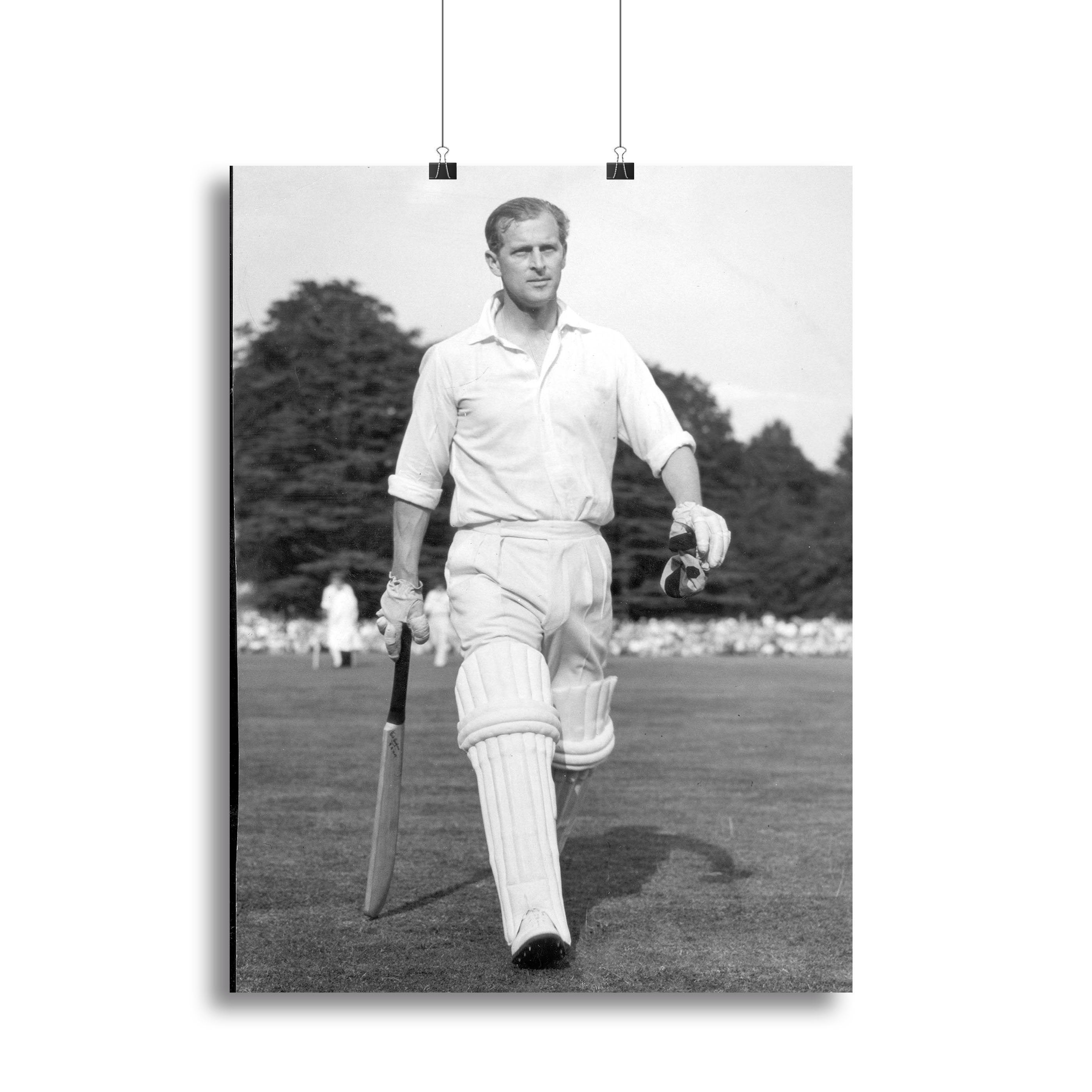 Prince Philip as cricket captain in a charity match Canvas Print or Poster