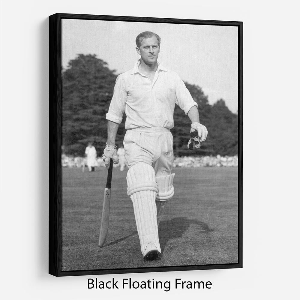 Prince Philip as cricket captain in a charity match Floating Frame Canvas
