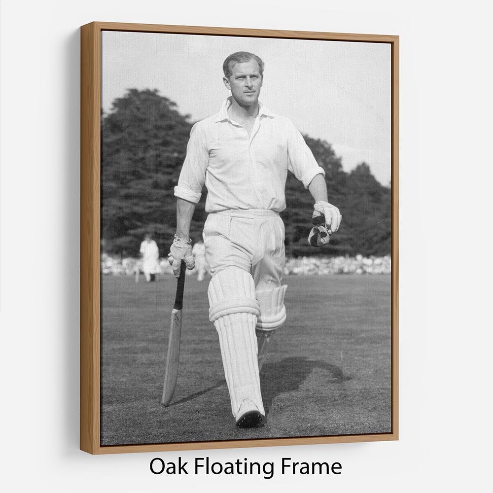 Prince Philip as cricket captain in a charity match Floating Frame Canvas