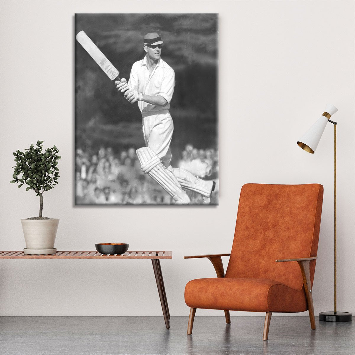 Prince Philip batting at a charity cricket match Canvas Print or Poster