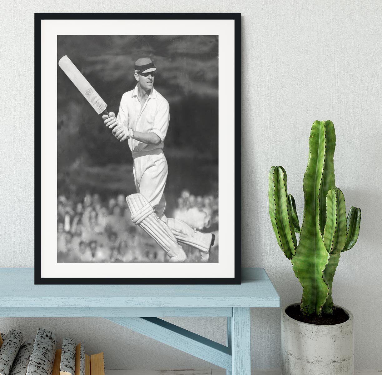 Prince Philip batting at a charity cricket match Framed Print - Canvas Art Rocks - 1