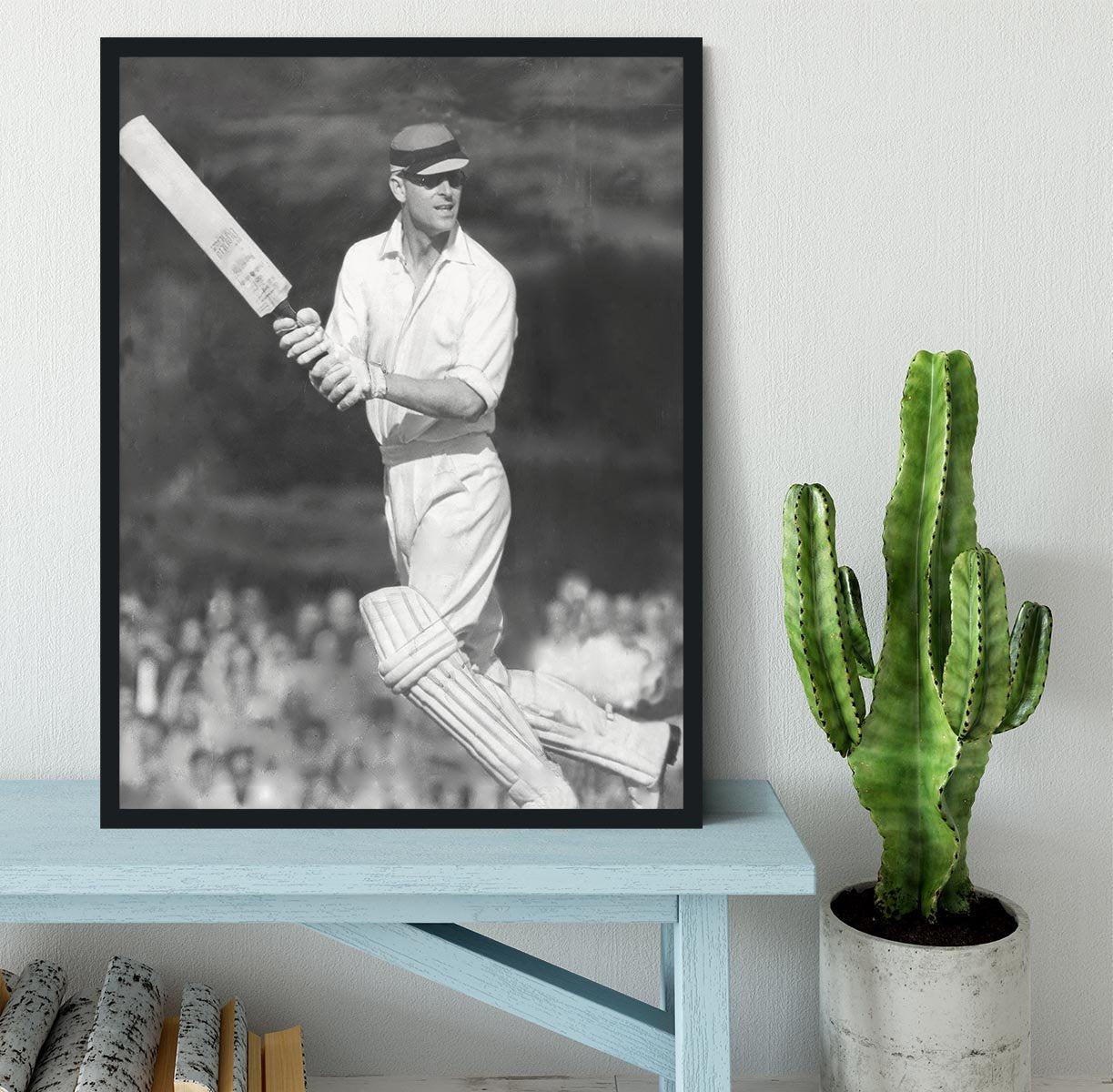 Prince Philip batting at a charity cricket match Framed Print - Canvas Art Rocks - 2