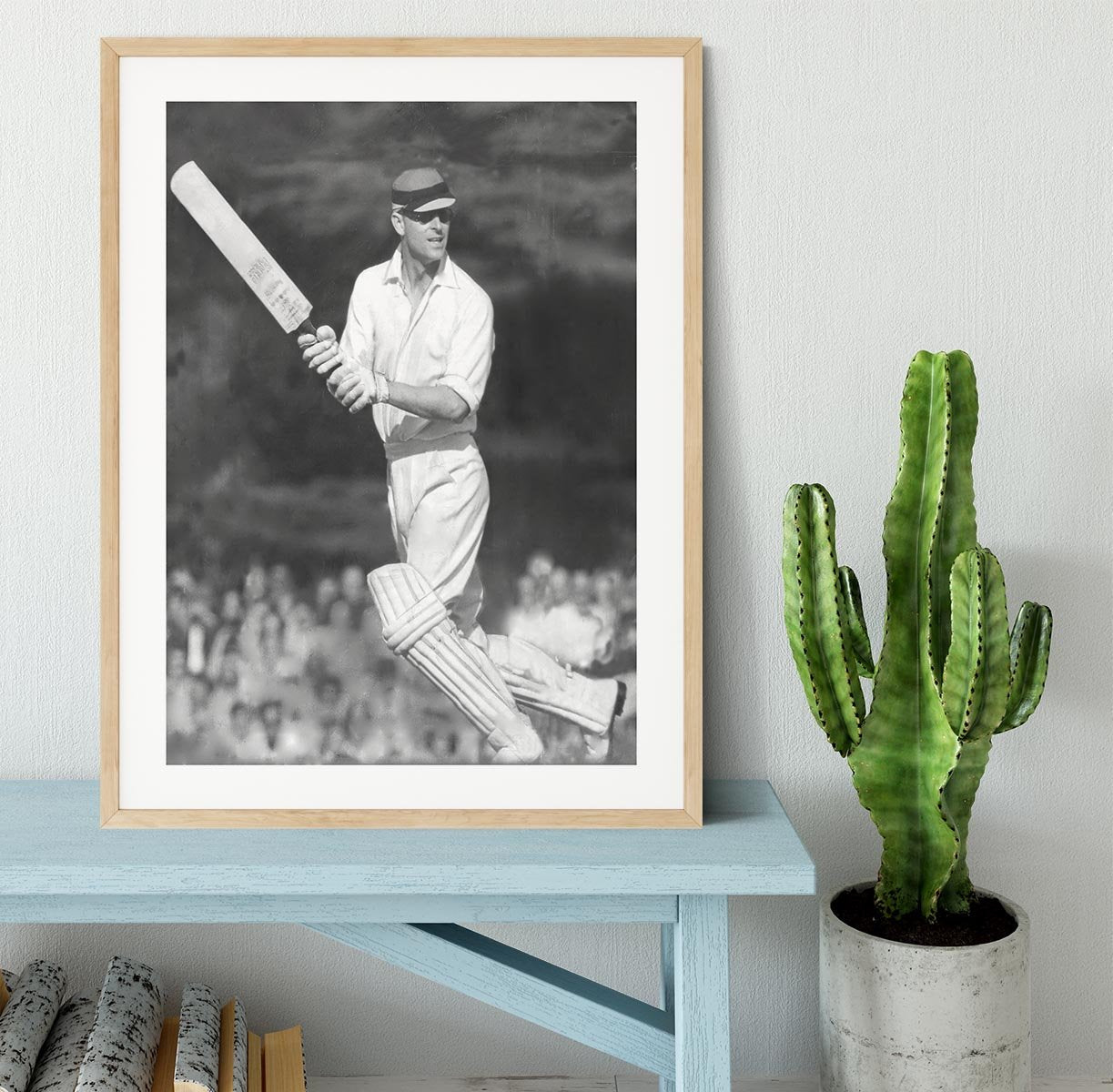 Prince Philip batting at a charity cricket match Framed Print - Canvas Art Rocks - 3