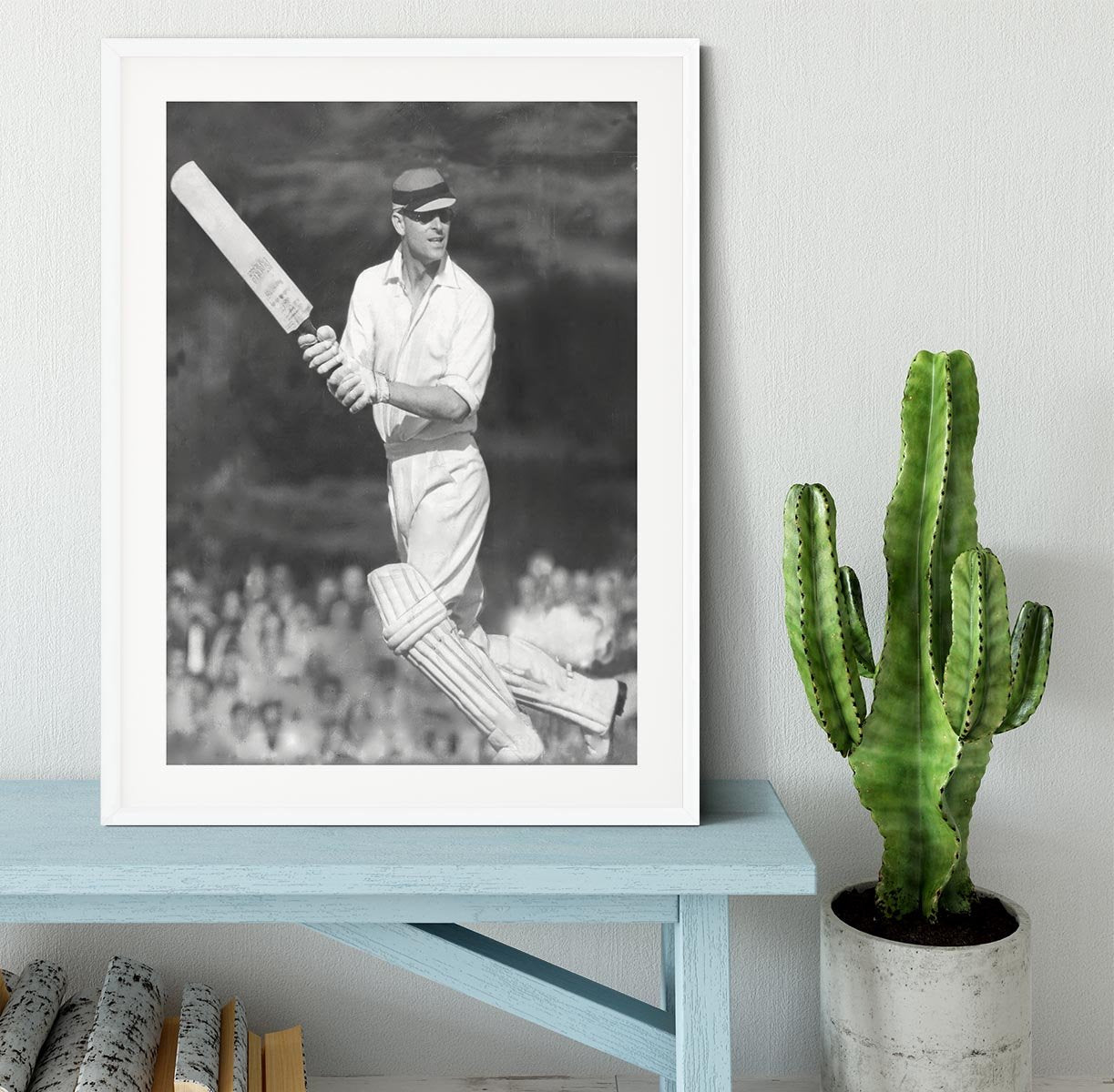 Prince Philip batting at a charity cricket match Framed Print - Canvas Art Rocks - 5
