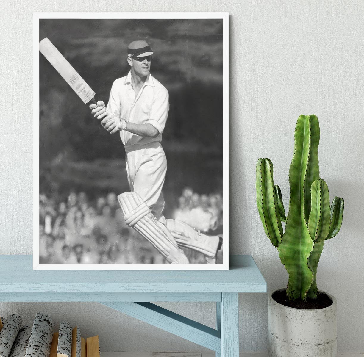 Prince Philip batting at a charity cricket match Framed Print - Canvas Art Rocks -6