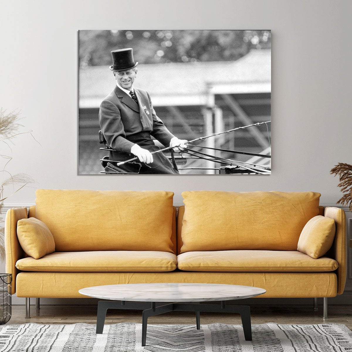 Prince Philip driving a carriage during a race at Ascot Canvas Print or Poster