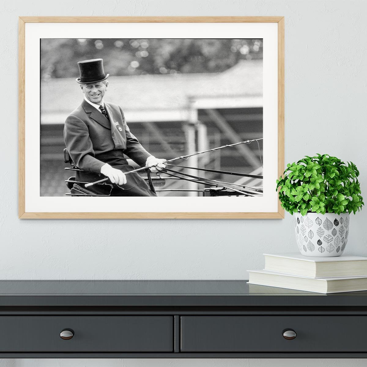 Prince Philip driving a carriage during a race at Ascot Framed Print - Canvas Art Rocks - 3