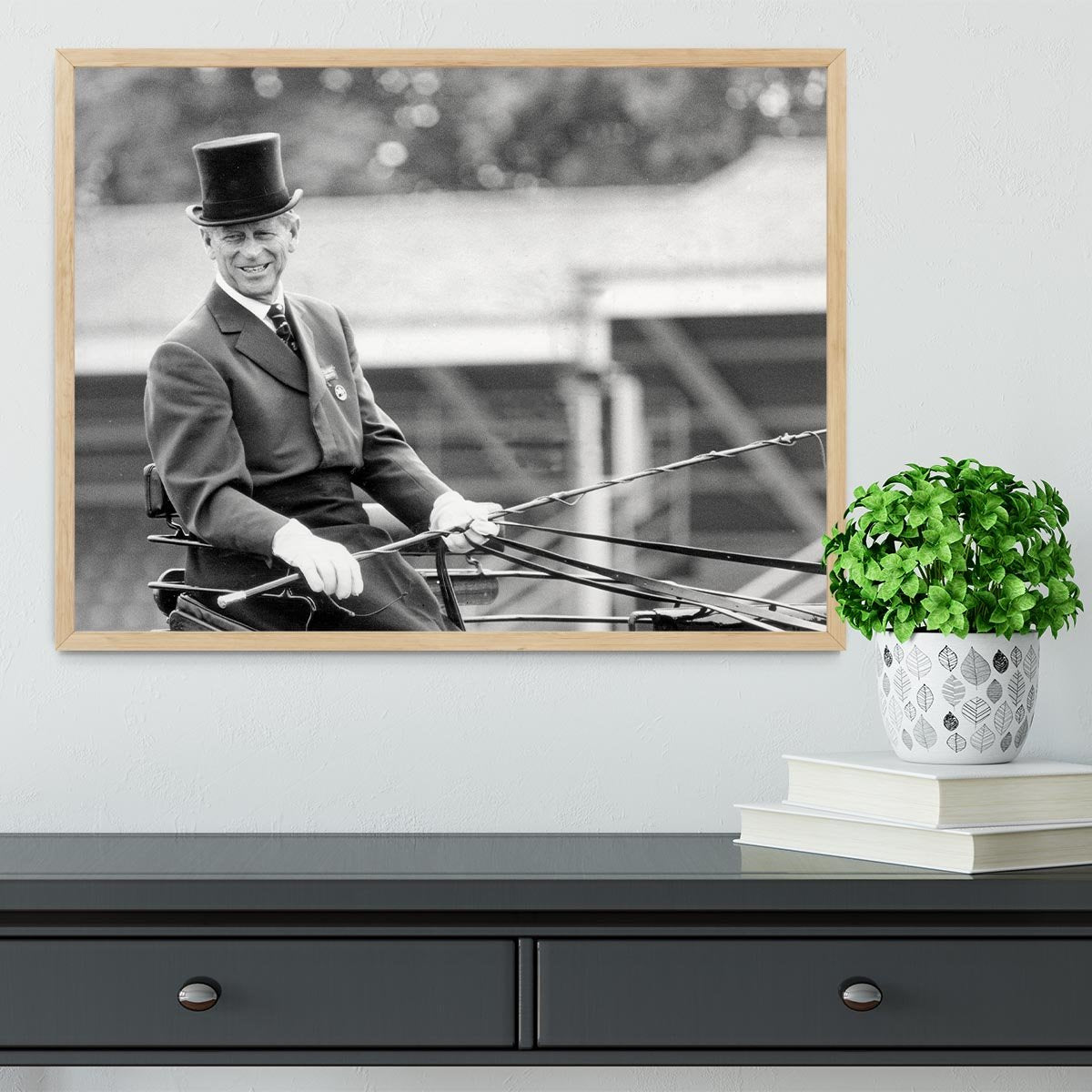 Prince Philip driving a carriage during a race at Ascot Framed Print - Canvas Art Rocks - 4