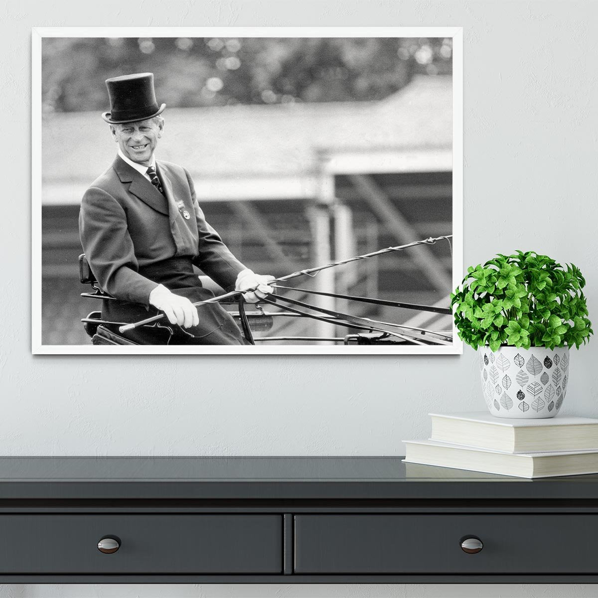 Prince Philip driving a carriage during a race at Ascot Framed Print - Canvas Art Rocks -6