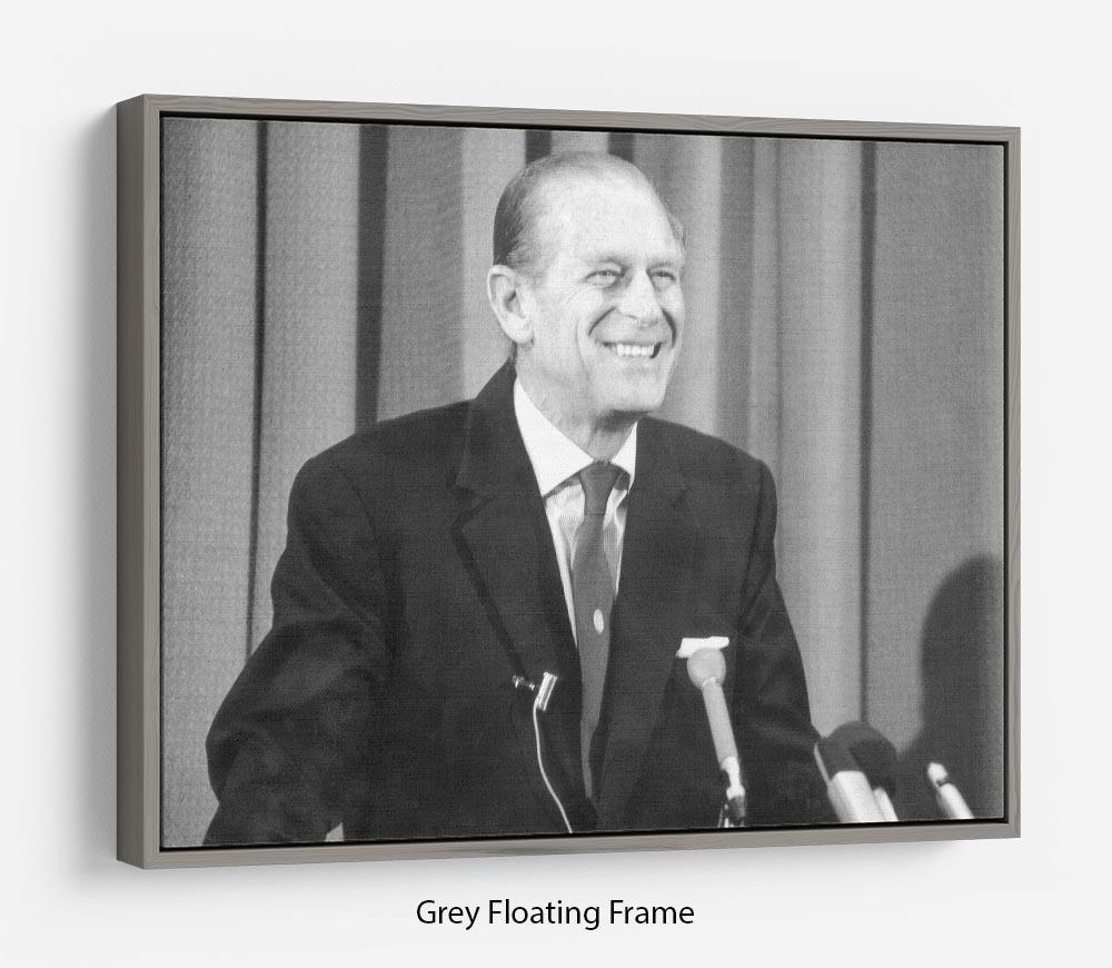 Prince Philip giving a lecture at Hudson Bay House Floating Frame Canvas