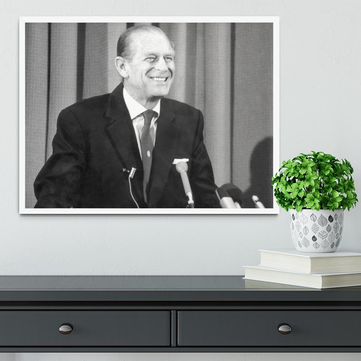 Prince Philip giving a lecture at Hudson Bay House Framed Print - Canvas Art Rocks -6