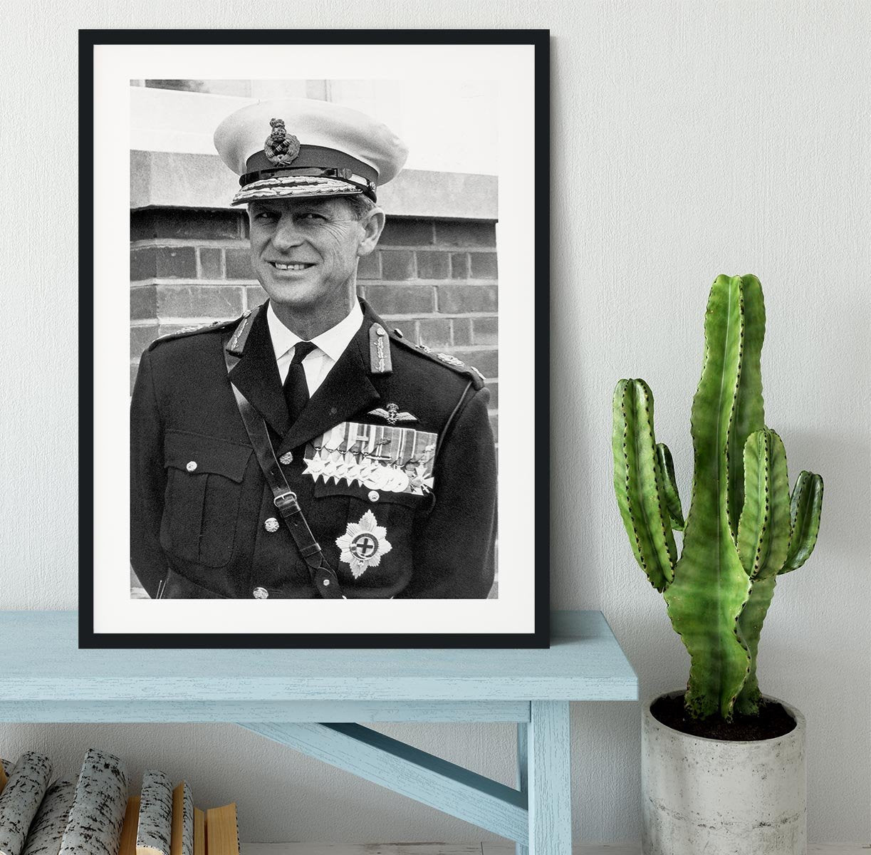 Prince Philip in Royal Marines uniform Framed Print - Canvas Art Rocks - 1