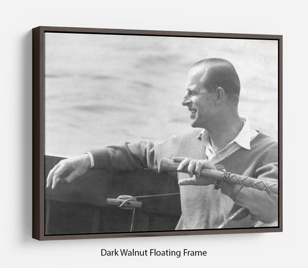 Prince Philip in a sailing race at Cowes Isle of Wight Floating Frame Canvas