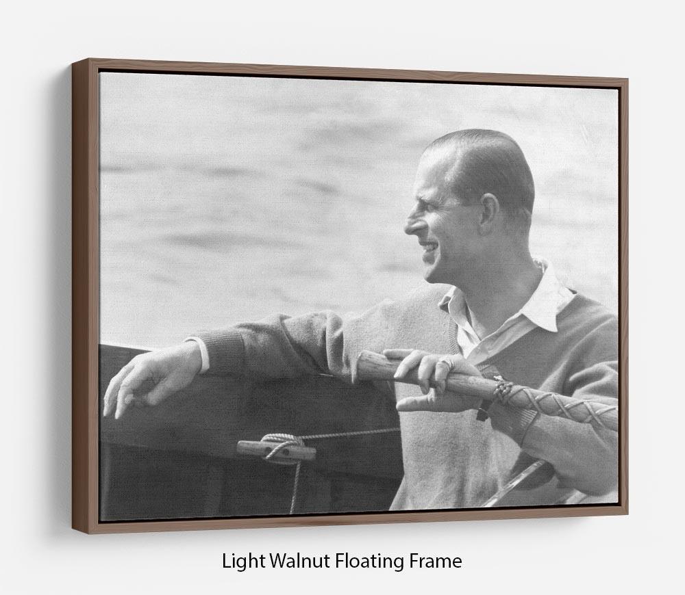 Prince Philip in a sailing race at Cowes Isle of Wight Floating Frame Canvas
