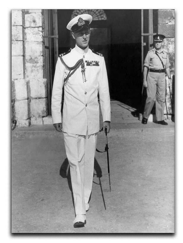 Prince Philip in naval uniform in Malta Canvas Print or Poster  - Canvas Art Rocks - 1