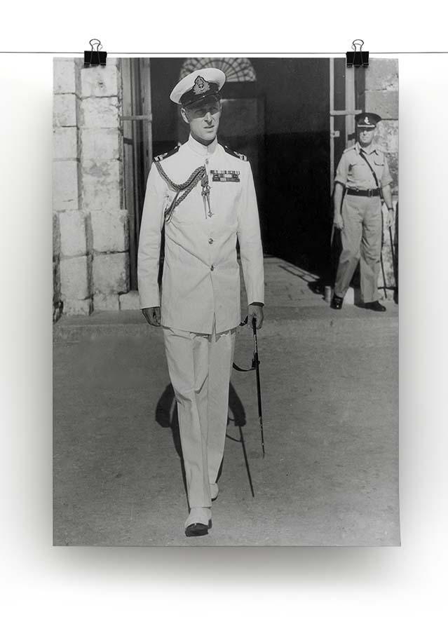 Prince Philip in naval uniform in Malta Canvas Print or Poster - Canvas Art Rocks - 2